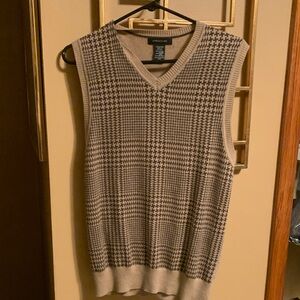 Structure Beige and Black V-Neck Sweater Vest